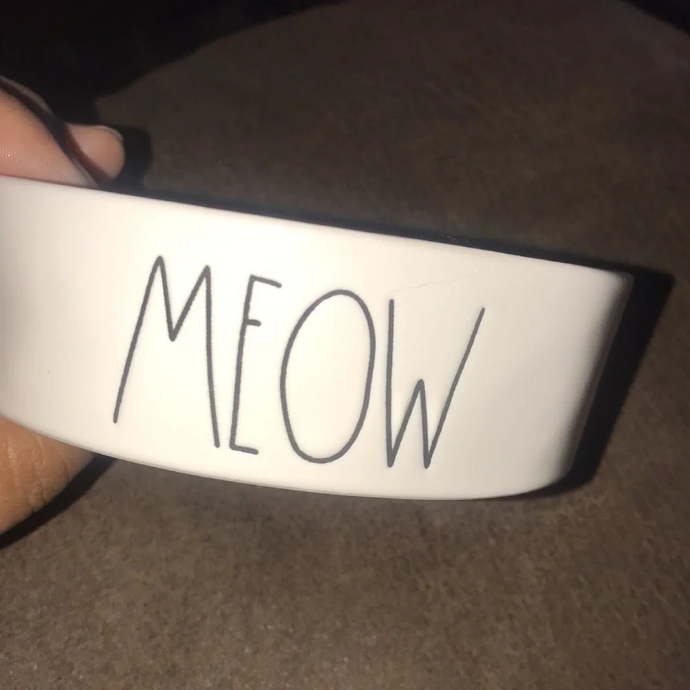 Rae Dunn by Magenta “MEOW” Ceramic Cat Kitten Bowl Red Interior